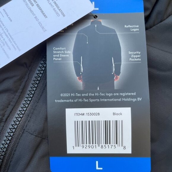 Hi-Tec Dri Tec Men’s Jacket New Puffer Full zip Coat Large Black - Picture 11 of 15